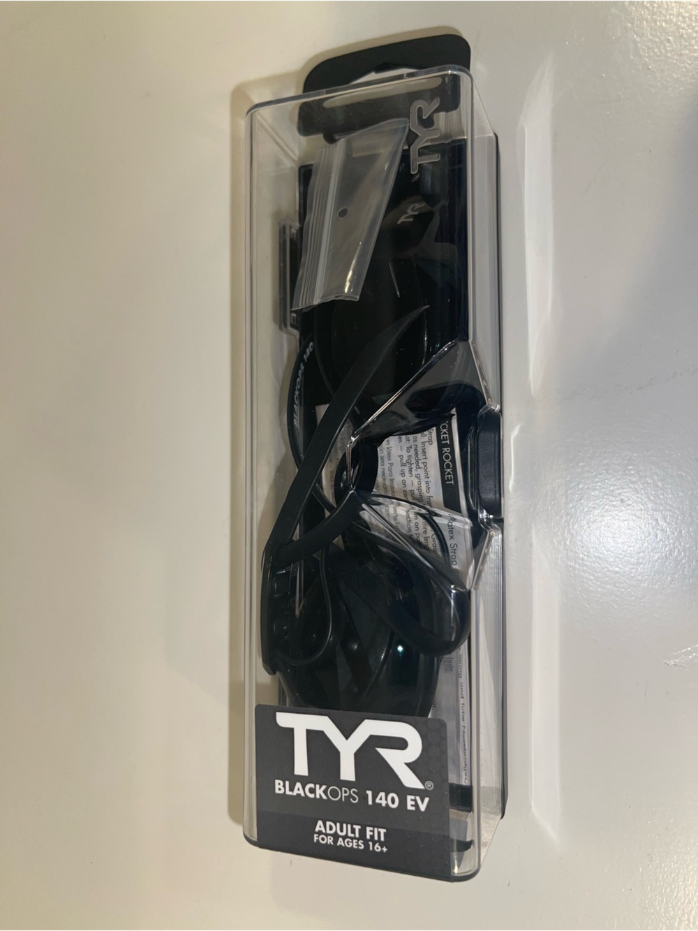 TYR Blackops 140 EV adult fit racing goggles in a black smoke color